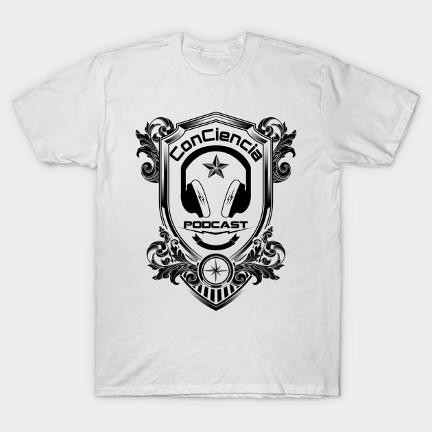 ConCiencia Shield White Design T-Shirt by ConCiencia Media